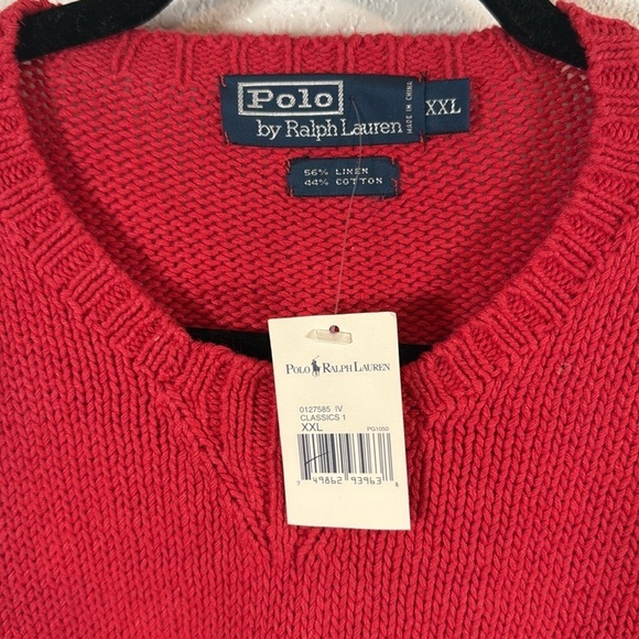 Polo Ralph Lauren Red Crew Linen Cotton Classic Sweater Size XXL NWT - Picture 2 of 6